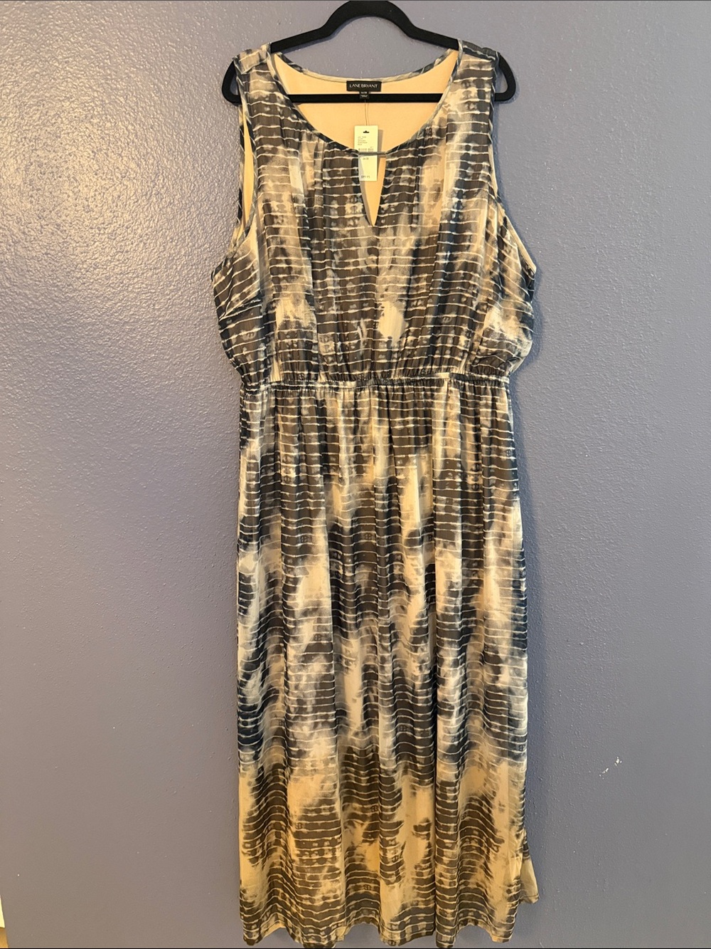 Lane Bryant Black & Cream Printed Maxi Dress